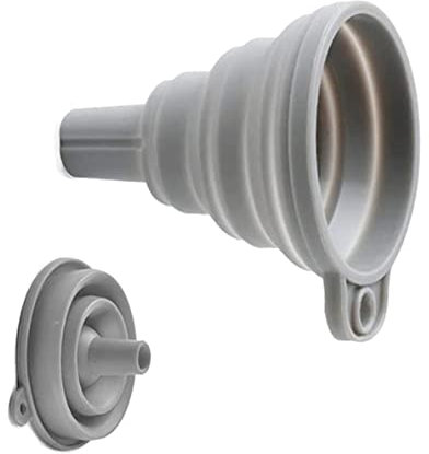 Embudo plegable de silicona flexible plegable para botella de agua, transferencia de líquidos, plegable, apertura estrecha y ancha, 1 pieza de 3.95 pulgadas gris