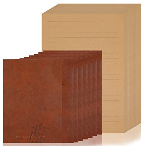 Vintage Briefumschlag Briefpapier Set 60 Stück Schreiben Briefpapier mit 20 Stück Rotbraune Umschlag für Briefe Liebesbrief