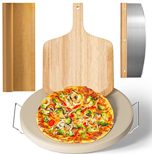 Gyreuni 16''Pizza Stone for Oven and Grill with Pizza Peel,Baking Stone set