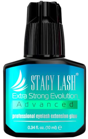 STACY LASH Extra Strong Evolution Advanced Eyelash Extension Glue (0.34fl.oz/10ml)/ 1Sec Dry /6Weeks Retention/Black Adhesive/Lash Tech Supplies