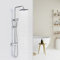 Namuoto Duschsystem mit Duscharmatur Thermostat, Regenduschset mit Kopfbrause und Duschkopf, Duschamaturenset mit Schlauch und HöHeverstellbarer Duschstange Duschsysteme Quadrat, Chrom