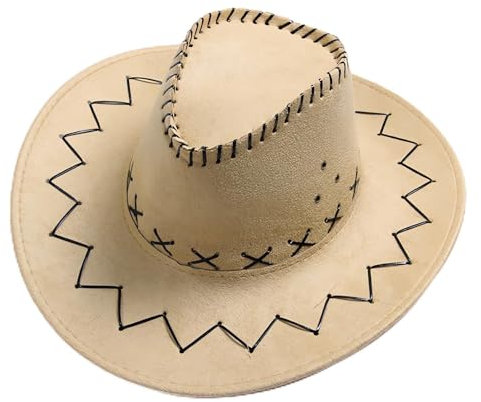 Ianulus Cowboyhut, Westernhut, Wildleder Cowboyhut, Einfarbig, Breite Krempe, für Erwachsene Perfekt für Karneval, Halloween und Cosplay (DE/NL/SE/PL, Alphanumerisch, S, Beige)