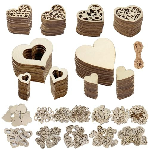 pangdapengpeng 500 Stück Holzherzen Deko, Holzscheiben zum Basteln, Streudeko Holz Herzen Klein für Weihnachtsdeko, Tischdeko Hochzeit, DIY Handwerkliche Dekoration (Braun)