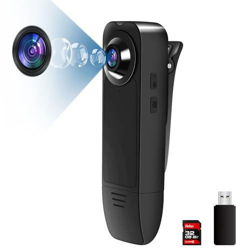 Baobylon Mini caméra cachée,1080p Full HD Caméra Espion cachée avec Caméra et Microphone,Body Cam,Caméra de Corps,Caméra Corporelle Portable,Mini caméra Dash Cam pour Forces de Police Vélo Caméscope