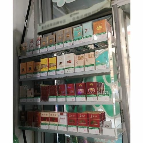 SFQEVHRZ Zigarettenständer, Automatischer Zigarettenständer, an der Wand montierter Zigarettenständer, durchsichtiger Zigarettenetui-Schieberständer(49x16x21.5cm)