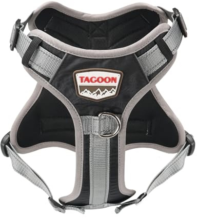 Ditwis Harnais Chien de Chiens Grand, avec Deux Poches, Harnais Anti Traction pour Chien, Harnais Ajustable pour Le Dressage et Les Promenades, Noir, Taille L