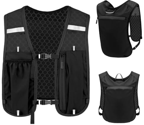 PIWOSGOL Chaleco Hidratación Running Hombre Mujer – Mochila Trail Running MTB 2.5L, Ligero y Transpirable, Mochila Ciclismo con Bolsillos para Agua 2L + 500ML, Ideal para Deportes al Aire Libre