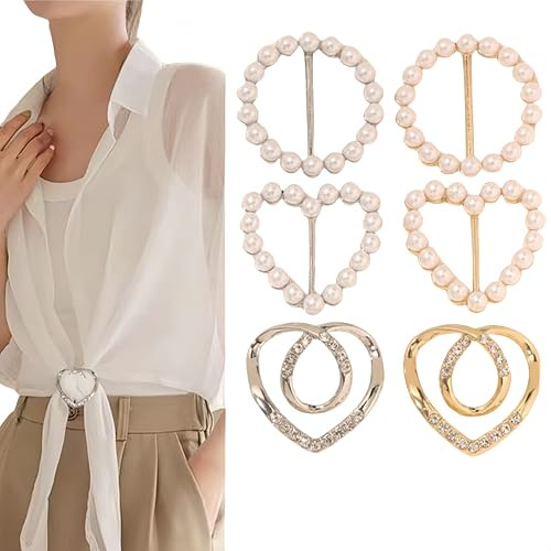 Alfven Clip pour Tee Shirt, 6 pièces Anneau de Foulard pour Echarpe Pince à Écharpe En Métal T-shirt clip polyvalent Rond Boucle de Ceinture pour Pull, Robe, Ceinture, Chapeau