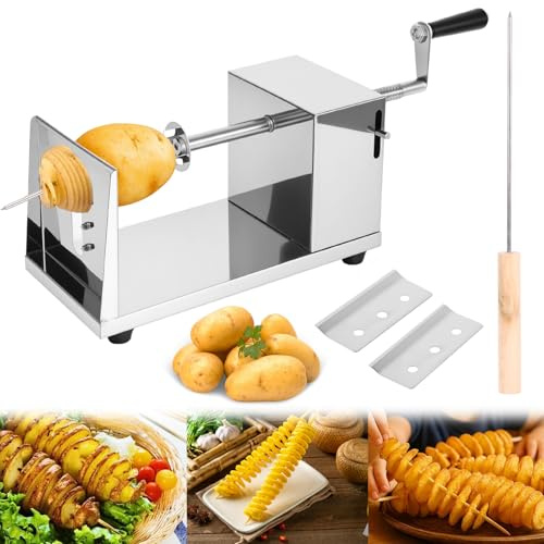 Spiralschneider Kartoffel,Kartoffel Spiralschneide Mit Kartoffelstecher,Schneider Kartoffels Twister,Gemüse Schneider Aus Edelstahl Für Obst,Tornado Chips, Gurken,Karotten,Kartoffelspiralenschneider