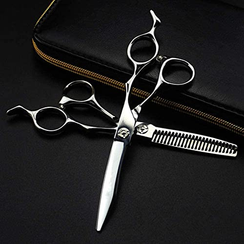 GZSLKSCD Tijeras de peluquería de 6 Pulgadas para Corte de Pelo, entresacado y Corte (Talla única Plateada)
