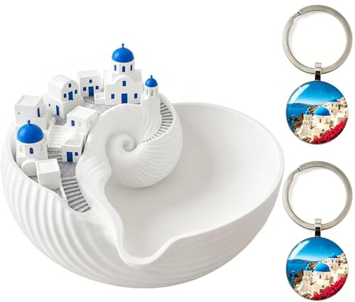 Yacriso Ciotola Catchall di Santorini, ciotola decorativa per portachiavi, vassoio a conchiglia per chiavi, gioielli, monete, piatto per gingilli, organizzatore dell'isola greca stampato in 3D (1Pcs)