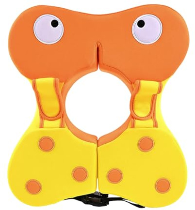 Non/Inflatable Swimming Float Neck Ring Baby Swim Safely Swim Pool Floats For Kid Buckle Pearl Foam Baby Neck Float Ring Water Design Child Swim 6 36 Months (Yellow, One Size)