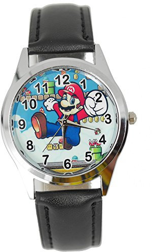 TAPORT® Unisex Uhr Analog Quarzwerk mit Leder Armband Mario Rund Schwarz