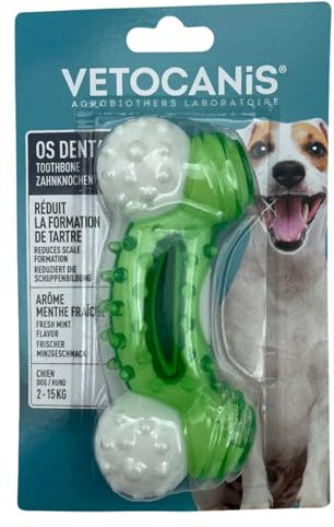 Vetocanis - Os pour Chien Anti-Tartre - Soin Dentaire pour Petit et Moyen Chien - Hygiène et Santé - Accessoire en Nylon Résistant - Arôme Menthe