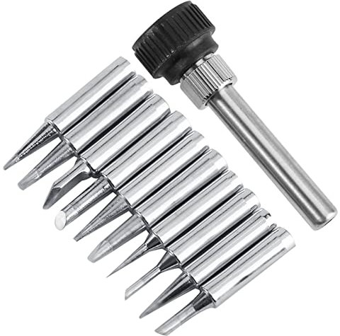 10 Stück/Set 900M-T Lötkolbenspitzen aus Kupfer, bleifrei, für Lötstationswerkzeug (Lötspitzen + Haltehülse), Velleman Panne, Lötspitze + Lötspitze