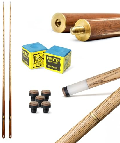 store HD Billard Queues Set 2 x Billard Queue aus edlem Holz 2-teilig - 147 cm Langer Billiard Queue - Hochwertiger Billard Kö für Pool, Snooker und Carambolage (2 Stück)
