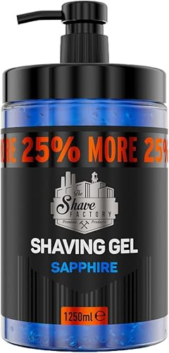 The Shave Factory Gel à raser avec 25% plus gratuit - Effet hydratant - Produit actif frais pour les barbiers professionnels et les amateurs de rasage traditionnels.