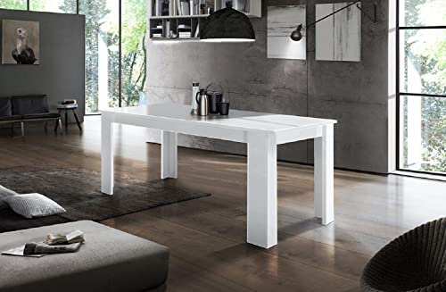 web-furniture Jesi Table de Cuisine Extensible de 160 cm, Mélamine, Blanc laqué Brillant, X-Large