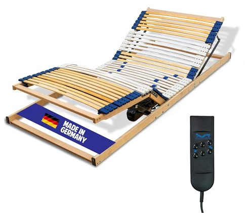 Coemo 7-Zonen Lattenrost mit Motor 140x200 cm, Kopf-, Fußteil elektrisch verstellbar - elektrischer Bettenrost mit Motor, komplett montiert, 42 Federleisten, Härtegrad-Regulierung