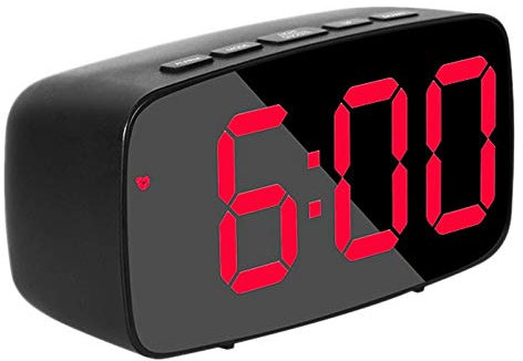 Plmvhpb Sveglia Digitale Intelligente da Comodino, LED Rosso Orologio da Tavolo USB da Viaggio con 12 / 24H Data Temperatura Snooze per Camera da Letto, Nero