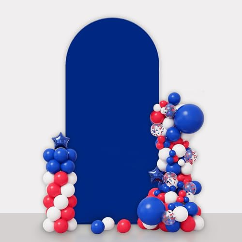 AIBIIN Arrière-plan en forme d'arche - Dessus rond - Double face - Pour cérémonie de mariage - Fête d'anniversaire - Fête prénatale - Décoration de banquet - Bleu roi - 0,8 x 1,8 m