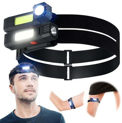 Winthai Kopflampe Stirnlampe Led Wiederaufladbar Abnehmbar, 2 Hell 300 Lux mit Rotlicht 3 Modi 800mAh Taschenlampe Headlamp, 60g IPX3 Wasserdichte Headlight, Ideal für Laufen Angeln Radfahren Camping.