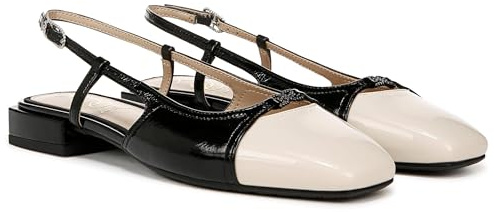 Sam Edelman Women's Kara Ballet Flat Black Patent/Alpine Ivory 9 Medium