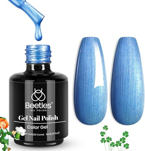 beetles Blue Gel Nail Polish - 15ml Spring Summer Drawing Swirl Shell Thread Effect Dark Blue Gel Polish Soak Off UV & LED Cured Long-Lasting Manicure Gift for Women Girls