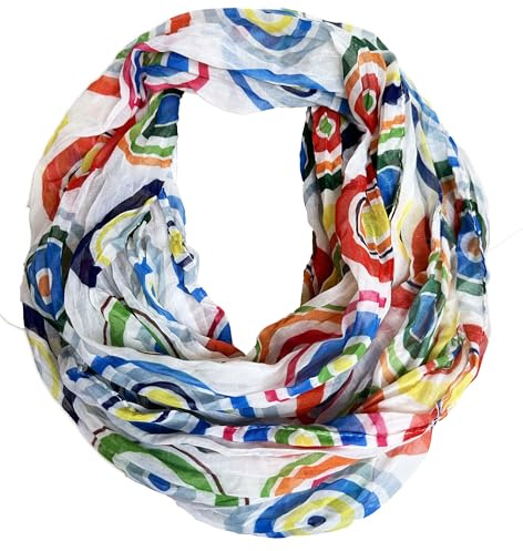 J26 Blommor mandala gradient silke sommar loop förlopp regnbåge silke enfärgad rund halsduk tubhalsduk halsduk lätt, Cirkel B vit, 165 x 50cm