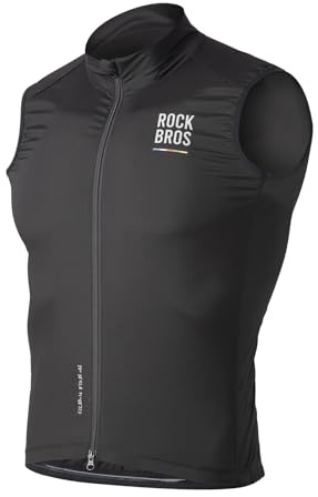 ROCKBROS Road to Sky Chaleco Ciclismo para Hombre Chaqueta Ciclismo sin Mangas Cortaviento Chaleco Deporte Protección Solar para Running Primavera Otoño
