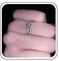 Inateannal Anillos de rayo vintage de plata de cristal, anillos de dedo con circonita cúbica, anillos ajustables con doble rayo, anillo abierto de diamantes de imitación para mujer, Zinc