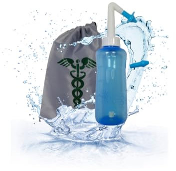 VINDAL Nasendusche bei Erkältung inkl. 2 x Aufsätze, Bedienungsanleitung, Aufbewahrungsbeutel (grau), Nasenspülung