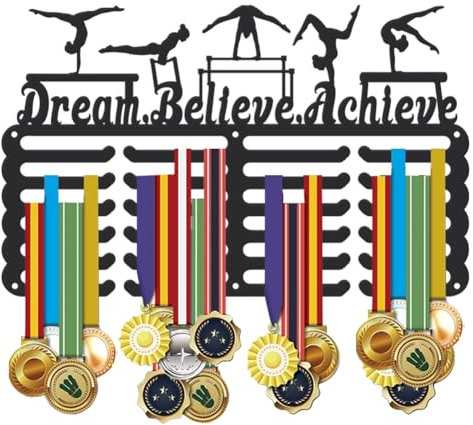 SUPERDANT Turner Medaillenhalter Gymnastik Auszeichnung Medaillen Aufbewahrung 6 Reihen Motivierender Text Medaillen Aufhänger Medaillenständer Wandmontage Für Athleten Upgrade Große Kapazität