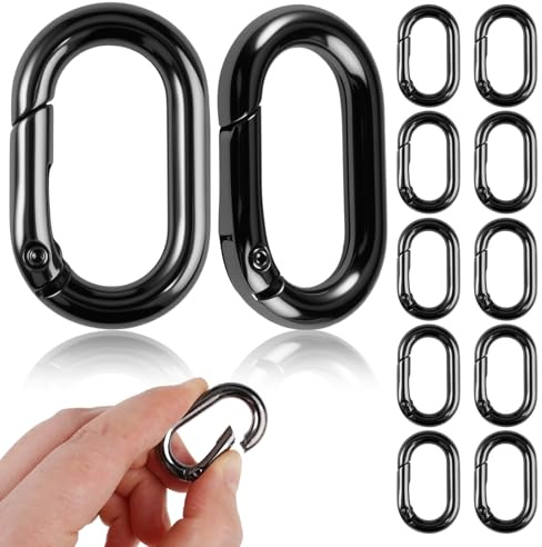 10 Stück Kleine Carabiner, 1 Zoll Oval Spring Karabinerhaken, Schwarzer Karabiner O-Ring-Kleine, Metall Ringkarabiner für Schlüsselanhänger-Haken und Geldbörsen-Schlüsselanhänger-Ersatzteile
