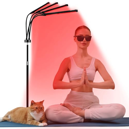 Red Light Lamp, Nashine 660nm & 850nm & 940nm Red LED Light with 4 Heads, Near Infrared Light Lamp with Timer, Infrared Lamp for Home
