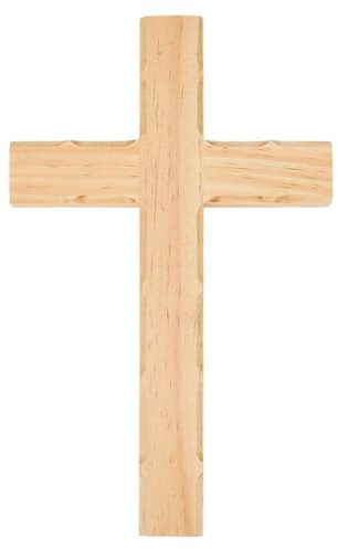 HOBBIESAY 1Pc Wall Hanging Wooden Cross 6x10 Inch Holy Walls Mounted Crosses Decoration Wood Wall Cross Gatholic Crucifix Walls Crosses Natural Wood Color for Home Church Party Gift Decor