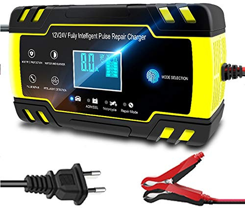 Intelligent bilbatteriladdare 12/24 V 8 A smart bilbatteriladdare bärbar automatisk för motorcykel gräsklippare båt