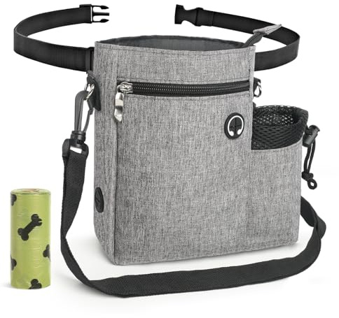 Dog Walking Bag, Dog Treat Bag with Water Bottle Holder & Multiple Pockets