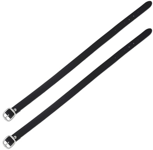 BENECREAT 2Pcs Leather Spur Straps, 41cm/16.1 Inch, Adjustable | Stirrup Leathers for English Saddles, Flexible Horse Spurs with Metal Buckles, For Equestrian Sports & Daily Training
