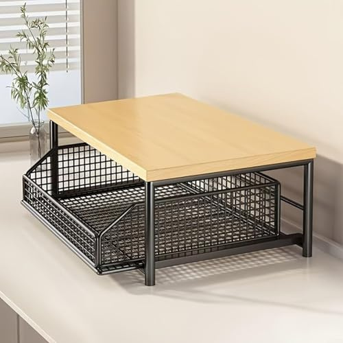 HomeVortex Carrito de cocina para microondas con cesta de almacenamiento extraíble inferior, ruedas giratorias y frenos de bloqueo, soporte de estante de metal y madera blanco/negro para cocinas