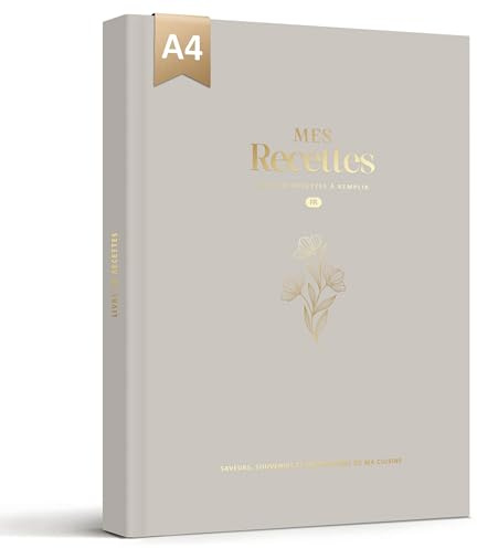 BIROYAL Carnet de Recettes à Remplir A4, 114 Recettes, Gris