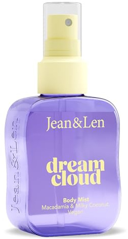 Jean & Len Spray corporal Dream Cloud, aroma cremoso y suave de macadamia, vainilla y caramelo, con pantenol y extracto de vainilla, spray corporal vegano de larga duración, 100 ml