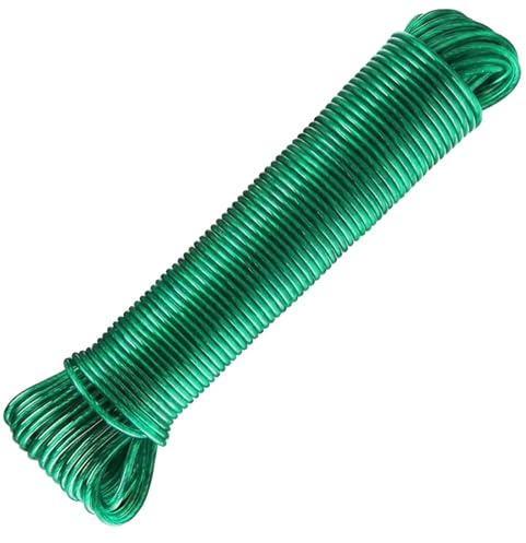 Steel Core Washing Line Rope, 30m Heavy Duty Clotheslines for Outside with Rustproof PVC Coating, Strong 2mm Replacement Cable for Garden, Balcony and Camping Use