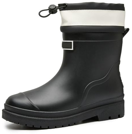 Generisch Bottes en caoutchouc pieds nus pour femme - Bottes de randonnée larges - Bottes d'été antidérapantes - Unisexe - Bottes d'équitation imperméables - Chaussures aquatiques légères, Noir , 41