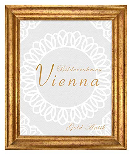 BIRAPA Bilderrahmen gold Vienna Rahmen 70x100 cm - Bilderrahmen vintage in Gold Antik, Bilderrahmen Holz mit Zierleiste innen und außen, Fotorahmen, Holzrahmen