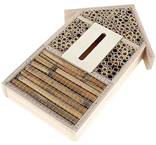 ANCLLO Großes Bienenhaus Hotel Schmetterlingshäuser Outdoor Multi Qualität Natur Holz Insektenhotels - Zum Aufhängen, Bienenhotel und Schmetterlingshaus