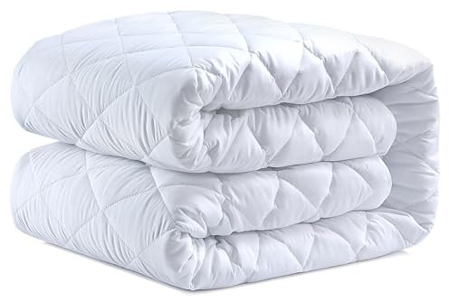 Caroline Shatuik Mattress Protector Double Bed Extra Deep fitted 40cm Stretch Skirt Anti Allergy- Mattress Topper Cover(137 X 190cm) Not Waterproof