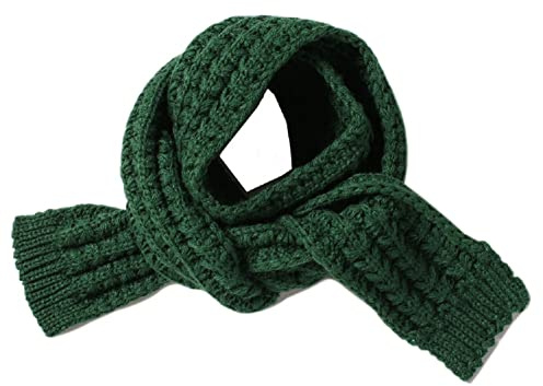 BEARUN Kids Knitted Scarf Winter Fashion Solid Color Toddler Baby Warm Scarves Wrap Neck Warmer for Girls Boys Green