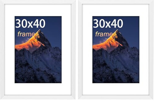 wyewye Marco de fotos 30x40 cm Blanco - Marco con vidrio de plástico irrompible para impresión 30x40 y foto 20x29 (Set de 2)