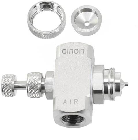 Buse de pulvérisation d'air, buse d'atomiseur réglable en acier inoxydable, buse de mélange d'eau et d'air, buse d'atomisation d'air 1/4 pour brumisation BSPT basse pression